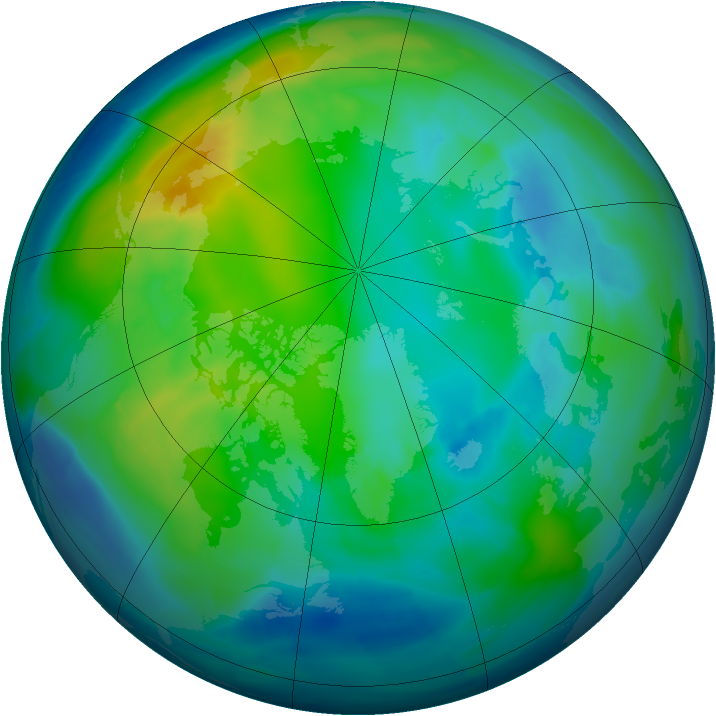 Arctic ozone map for 29 October 2010